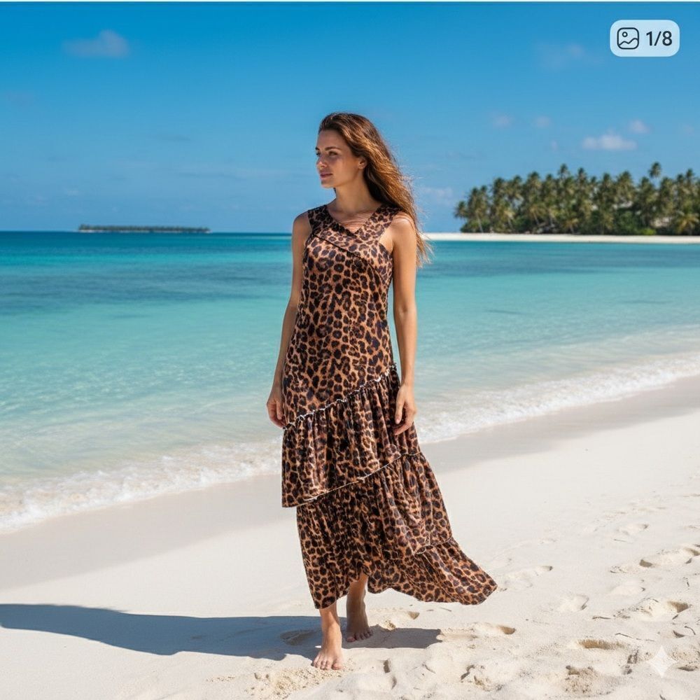 NWT L&B Lucky&Blessed Leopard Maxi Dress Size S
